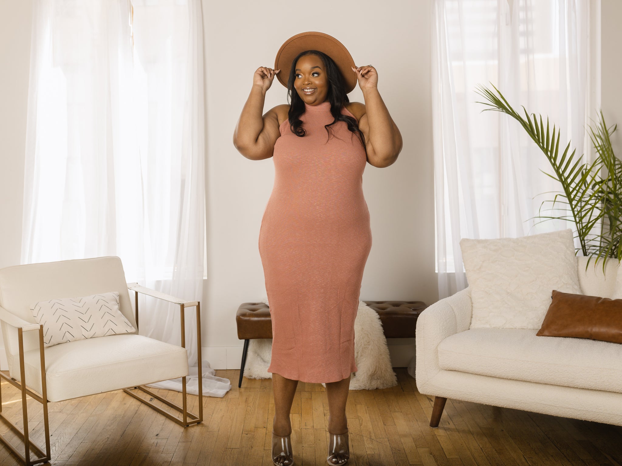 Muave Ribbed Midi