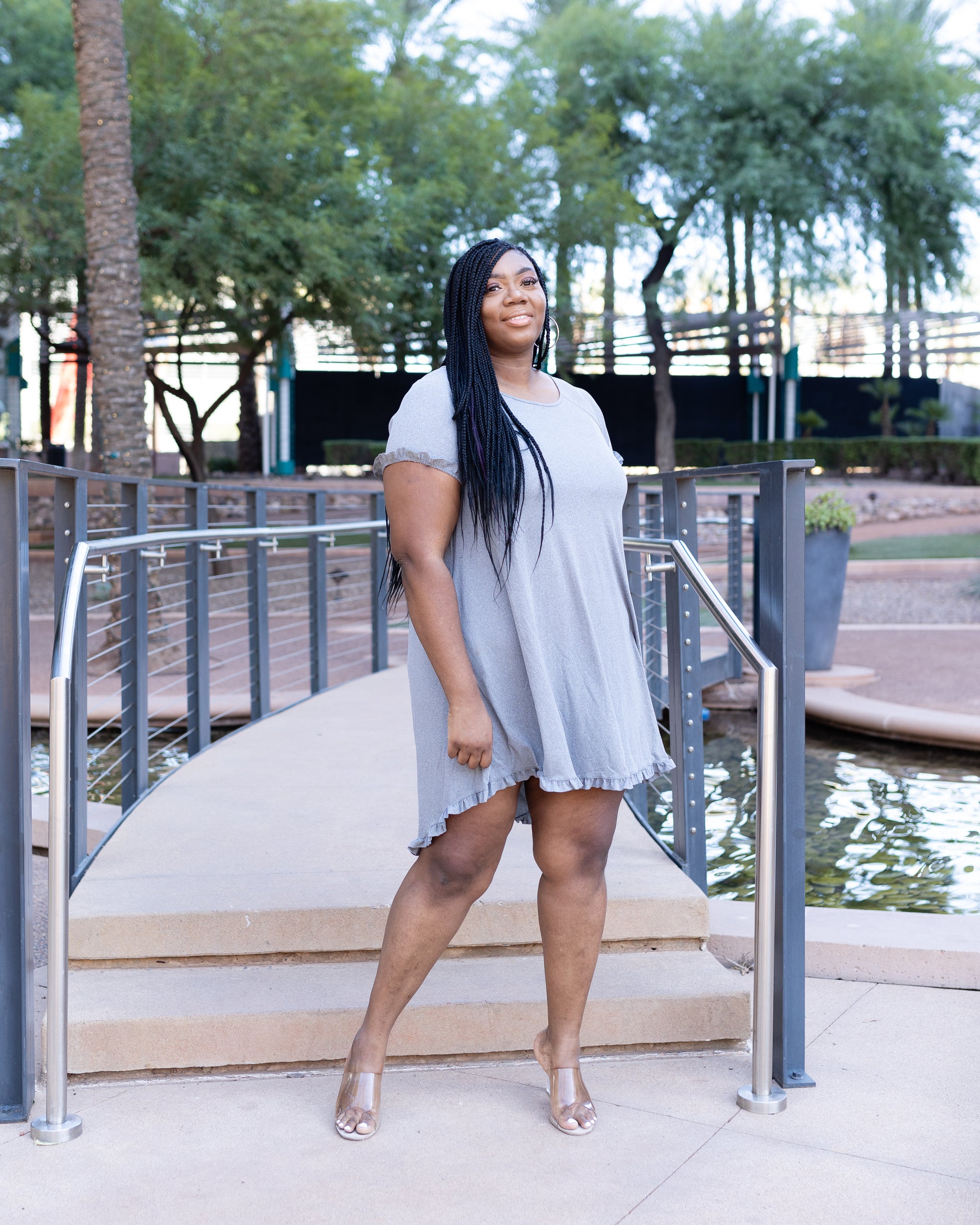Tiffany High-Low Midi Dress Gray