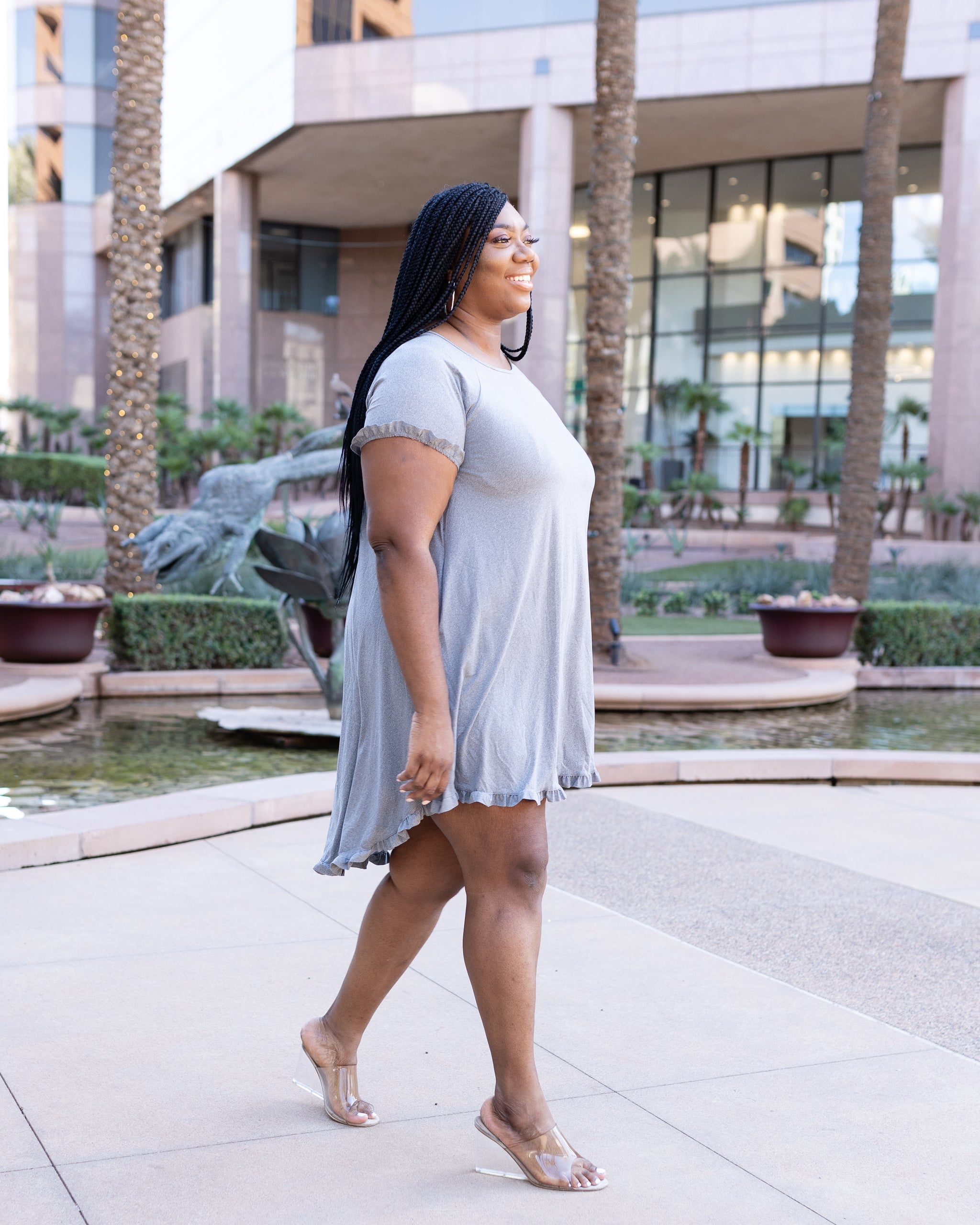 Tiffany High-Low Midi Dress Gray