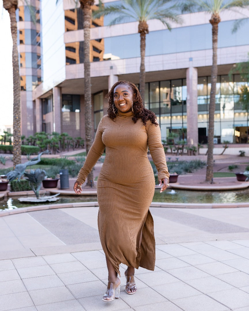 Camille Turtleneck Sweater Dress Mocha