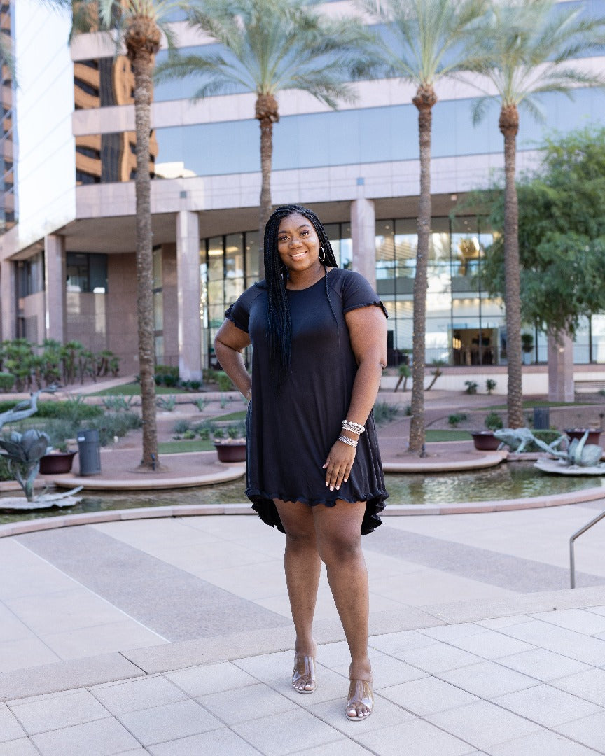 Tiffany High-Low Midi Dress Black