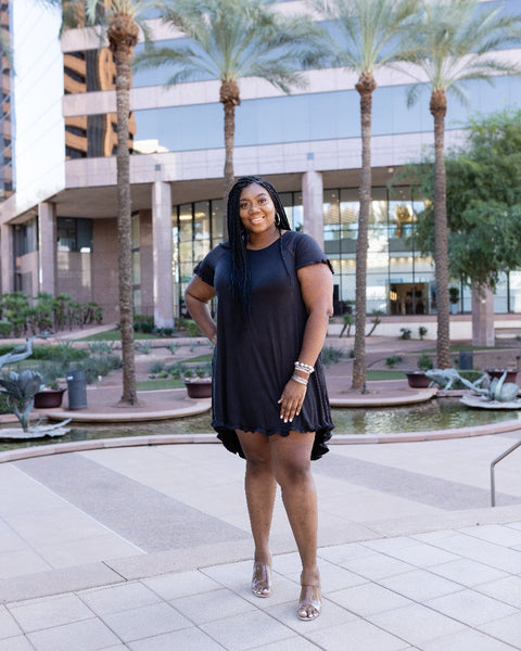 Tiffany High-Low Midi Dress Black