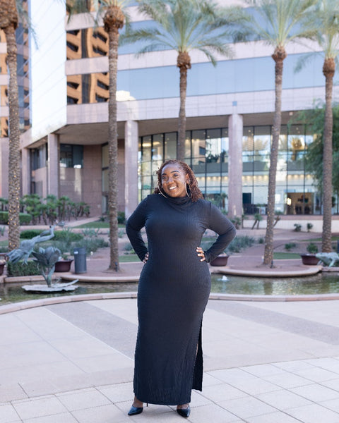 Camille Turtleneck Sweater Dress Black