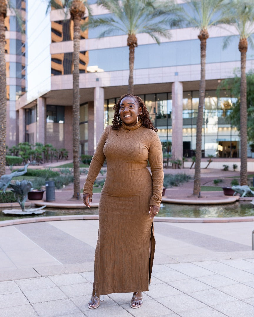 Camille Turtleneck Sweater Dress Mocha