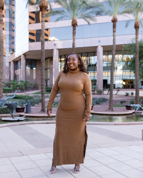 Camille Turtleneck Sweater Dress Mocha