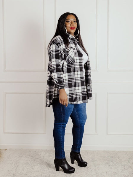 Brandy Plaid Shacket Black